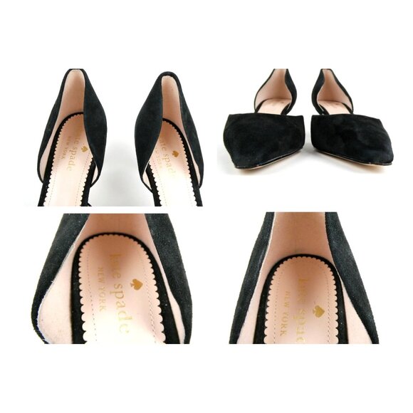 kate spade new york delilah dover pave black suede pumps heels 7.5B - Picture 9 of 11